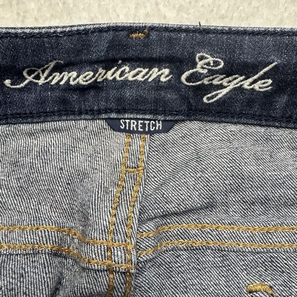 American Eagle Women's Skinny Stretch Short Jeans Dark Wash Blue Size 8